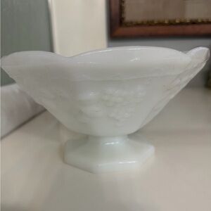 Milk Glass Elegant White Pedestal Bowl